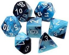 Gemini Black-Shell/White Polyhedral 7-Die Set